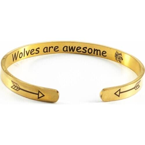 Carving Letter Arrow and Wolf Head Punk Bracelets For Women Gifts Fashion Stainless Steel Jewelry Friendship Bracelets Bangles