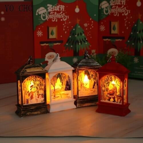 YO CHO Christmas LED Tea Light Decor Christmas Lantern Flame Xmas Candle Christmas Tree Santa Claus Creative Home Table Decor