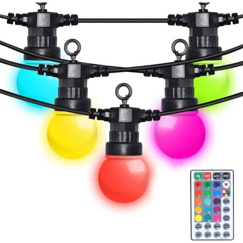 G50 Bulbs RGB LED String Lights With Remote Outdoor Globe Christmas Fairy Garland Light for Garden Holiday Wedding Decor