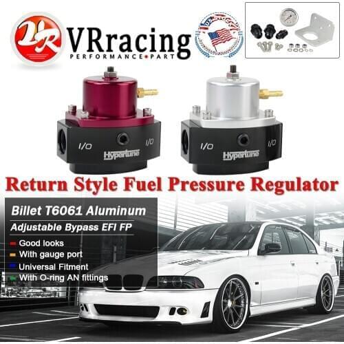 VR AN6/AN8 E85 Compatible Return Adjustable Style Billet Aluminum Bypass Fuel Pressure Regulator