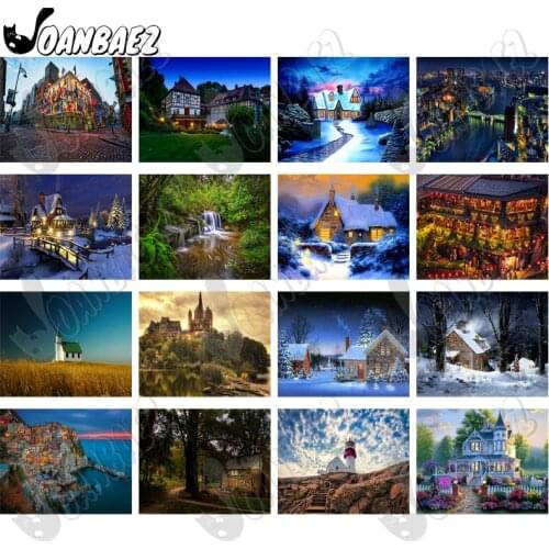 Abstract Winter Landscape 5Ddiy Diamond Painting Snow Scenery Building Square Diamond Art Inlaid Home Room Wall Decoration