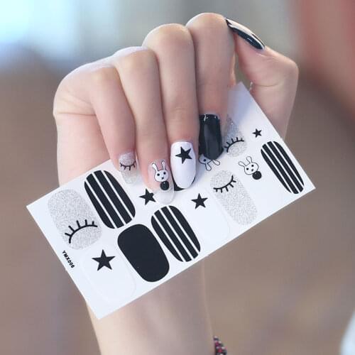 1PC art Full-Cover Sticker Sheet 14tips Sticker Polish Sticker Star Love Red YMX001-016