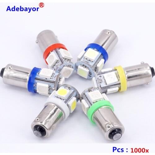 1000X T11 BA9S 5 SMD 5050 LED Light bulbs 5SMD T4W 1445 Q65B H6W 182 53 57 Car Indicators Light Interior Bulb Wedge Lamp 7color