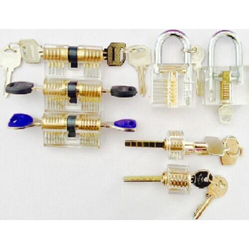 2018 Hot Sale 7pcs Transparent locks Combination Practice Locksmith Training Tools Visible Lock Pick Sets
