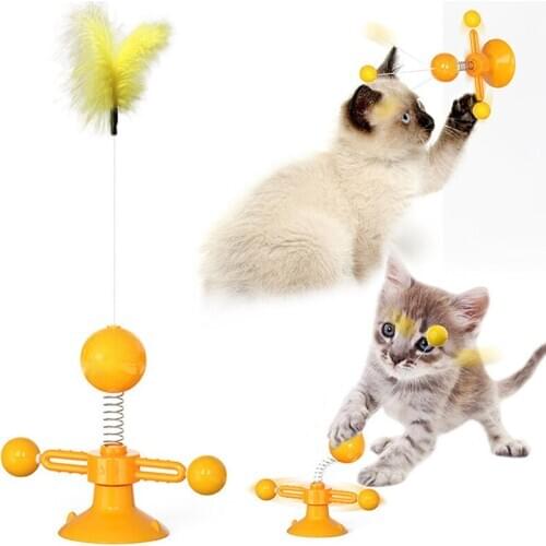 2020 Funny Cat Toy Turntable Funny Cat Stick Pet Windmill Portable Interactive Toy Puzzle Training Pet Supplies