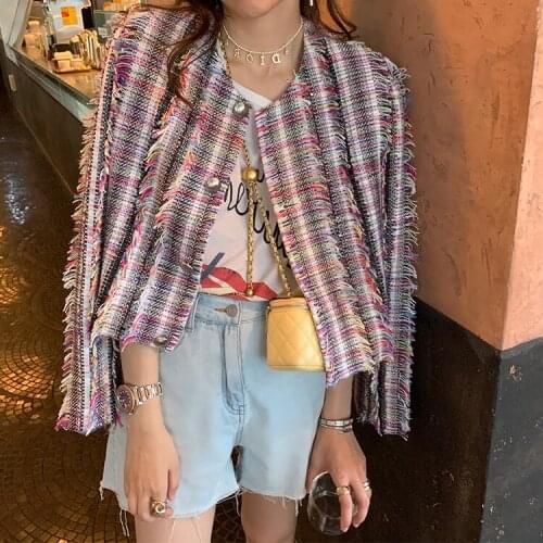 2021 Slim-Fit Trendy All-Matching Tassel Top Retro Socialite Fashionable Spring and Autumn Cardigan Coat for Women