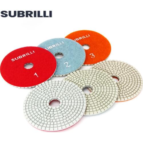 3pieces 4inch Flexible Diamond Polishing Pads 3 Step Granite Marble Stone Concrete Grinding Disks 100mm Abrasive Tool Set