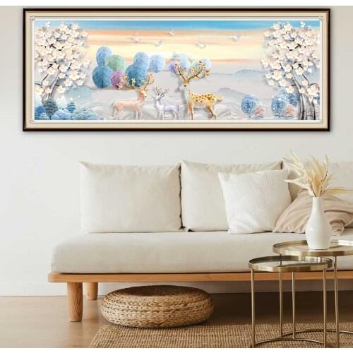 5D DIY Diamond Painting Scenery Cross Stitch Full Round Square Deer Diamond Embroidery Mosaic Pictures of Rhinestones Home Decor