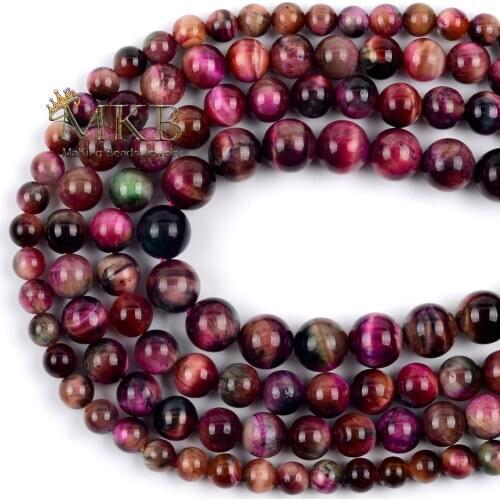 6 8 10mm Natural Stone Beads Rose Pink Tiger Eye Round Beads For Jewelry Making Charms Diy Bracelet Necklace Accessories 15"