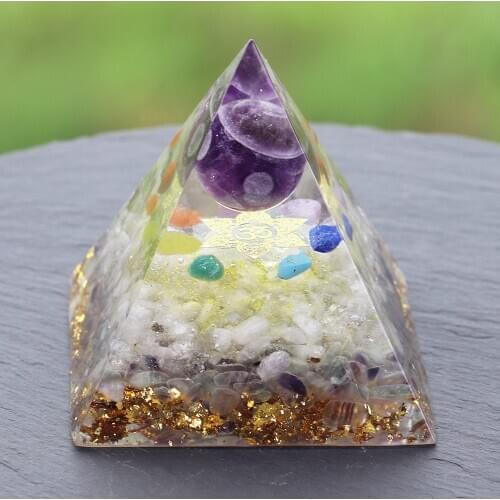 Chakra Orgonite Pyramid Natural Stone Reiki Healing Energy Tree Of Life Orgonite Resin Decorative Dropshipping