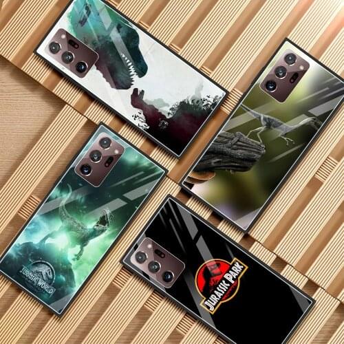 Phone Case For Note 20 Ultra 10 Lite Plus 9 8 Glass Galaxy Soft Bumper Shell Silicone Frame Fundas World Jurassic Park