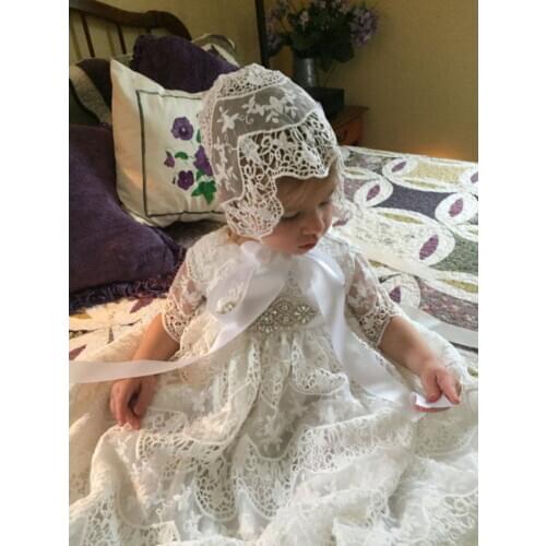 Custom Hundred days baby lace long ball gown dress