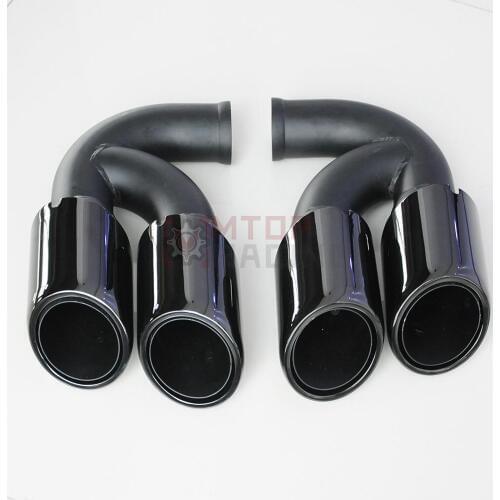 Exhaust Muffler Pipe For Porsche Cayenne V8 2011 2012 2013 2014 Short Tips End Gloss Black