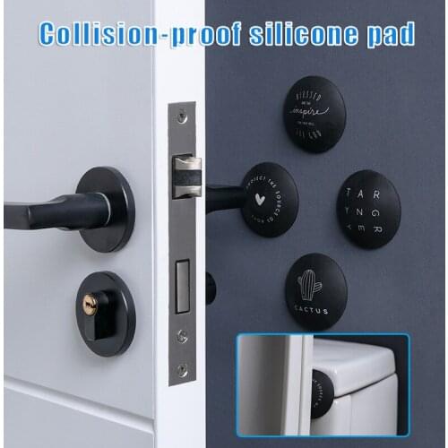 HOT Door Knob Wall Shield 4PCS Round Soft Silicone Wall Protector Self Adhesive Reusable Door Handle Bumper
