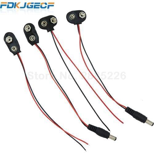 100PCS Experimental 9V Battery Snap Power Cable to DC 9V Clip Male Line Battery Adapter For Arduino Uno R3 DIY Connector T type