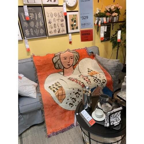 Oil Painting Woman Art Single Sofa Blanket Blanket Blanket Room Bedroom Layout Wall Decoration Blanket Tapestry