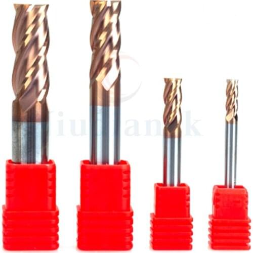 HRC55 4-flute Flat End Mills of Bronze coating CNC lathe extension milling cutter Tungsten steel alloy hard milling turning tool