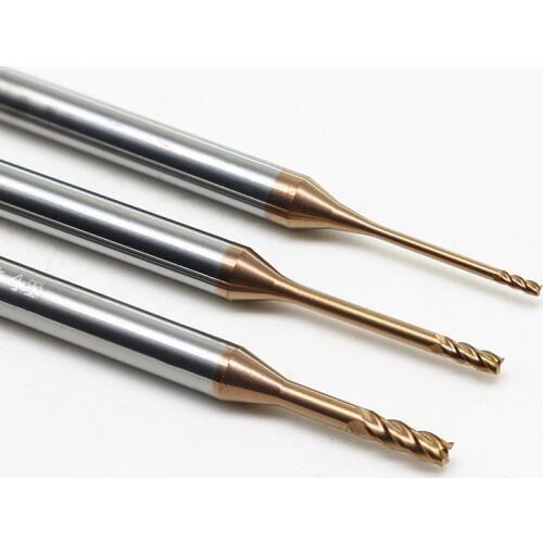 0.6MM 0.7MM 1MM 1.5MM 2MM 3MM 0.8MM 4MM HRC60 2/4Flutes CNC carbide Long neck Flat End Mills tungsten steel end mills cutters