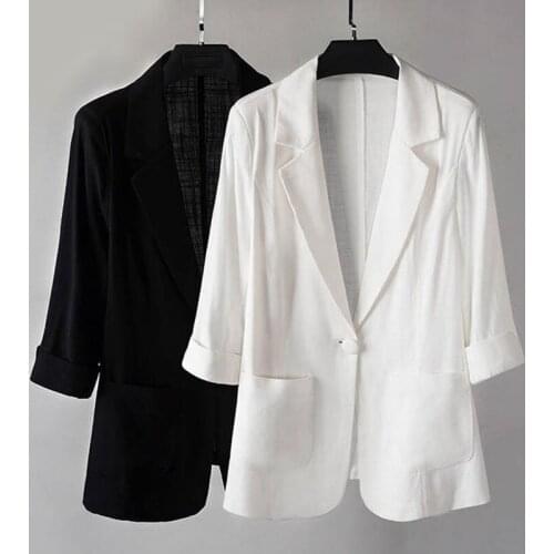 Short Summer Small Suit Jacket Womens Self-Cultivation Plus Size Three-Quarter Sleeves Thin Casual Sun Protection Jacket