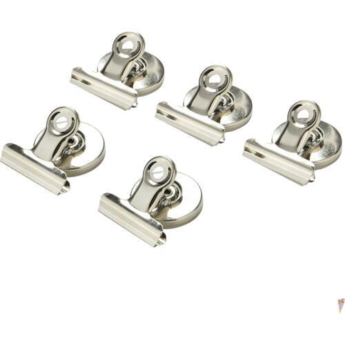 5pcs 3cm Multifunctional Paper white board Creative Magnetic Clip Magnet Memo Note Message Holder Silver Metal Clamp
