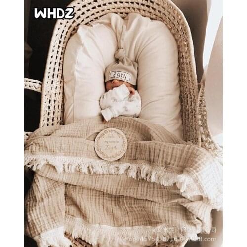 Muslin Cotton Baby Blanket Fringe Newborn Tassel Blankets Swaddle Warp Bed Baby Photography Props Newborn Bath Towel
