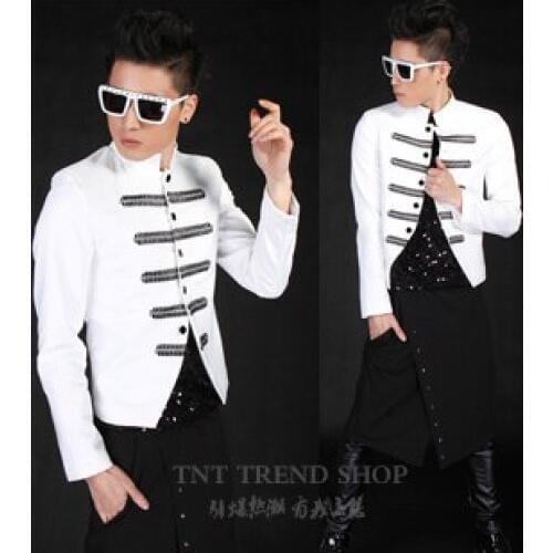 Free Shipping Mens Brand New Fahsion Solid Color Royal Stand Collar Slim Blazer Clothing Trend Costume Jacket Coat / M-l