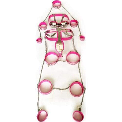 Stainless Steel Mens Chastity Belt Handcuffs LegCuffs Collar Bdsm Bondage Bra Chastity Device Adult Game Male Sex Toys For Men