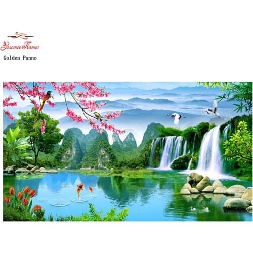 Golden Panno,Cross Stitch 11 14CT Cross Stitch Sets Cross Stitch Nature landscape embroidery Kits for Embroidery Home Decor