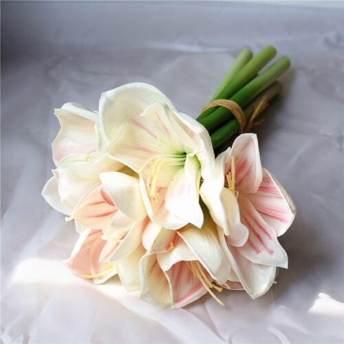 2bouquets Real touch PU Bush lily flowers wedding bridal bouquet fake orchid artificial flower hand felt Clivia miniata