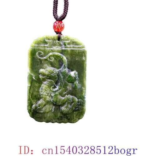 Jade Pixiu Pendant Chinese Women Gifts Jewelry Charm Accessories Natural Fashion Amulet Gemstone Necklace Tiger Carved