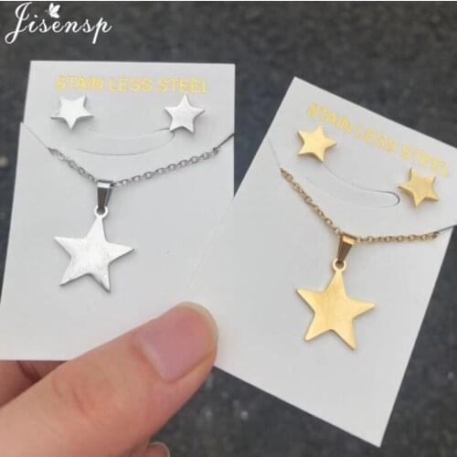 2021 New Women Choker Gold Chain Star Pendant Necklace Jewelry Tiny Stainless Steel Star Stud Earrings Bijoux Collares Mujer