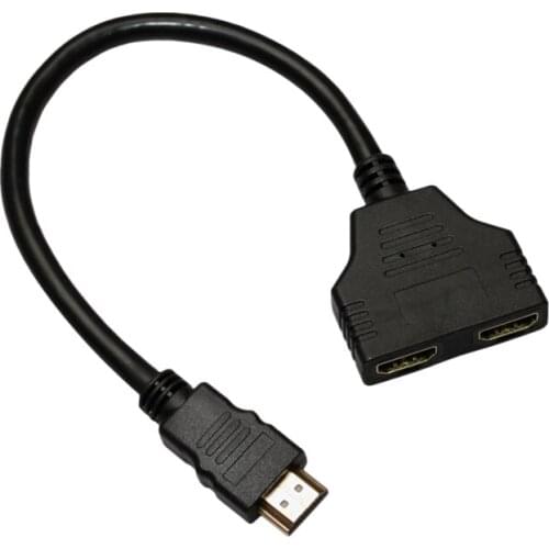 New Arrival Cable HDMI Splitter Cable 1 Male to Dual HDMI 2 Female Y Splitter Adapter in HDMI HD LED LCD TV 30cm