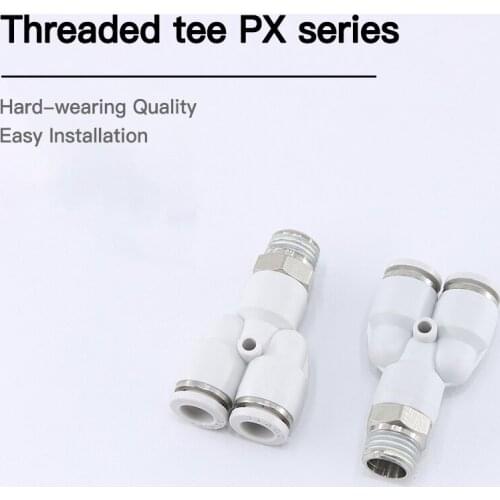 Air Pneumatic M5 PT to 1/2 Y Shaped Push in Connectors Quick Fittings Y type TEE pipe fitting connector PX4 PX6 PX8 PX10 PX12