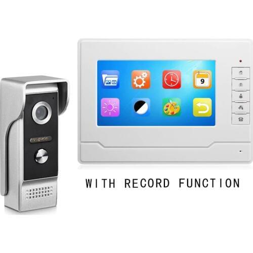 7''Inch Wired Video Door Phone Visual Video Door Intercom Doorbell Monitor Camera Kit For Home Security With Record Function