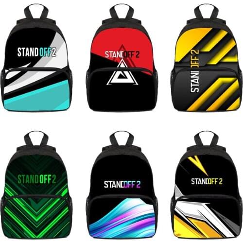 3D Print Anime Shooting War Game Standoff 2 Backpacks Children Canvas Zipper Cartoon School Bag Boys Girls 12/16Inch Travel Bags