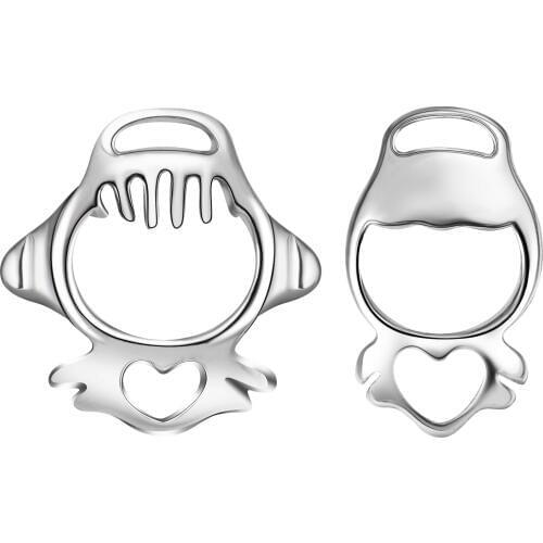 UFOORO silver plated Lovely penguin Stud Earrings Cute Animal Earrings For Women Girl Jewelry