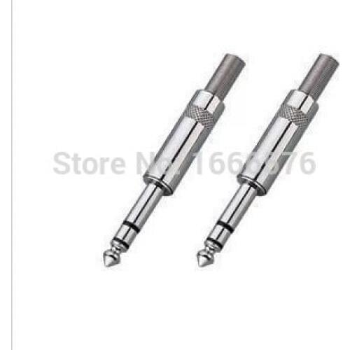 50pcs/lot male 1/4" stereo 6.35mm PLUG FOR MIC Microphone Speaker -blue 5001