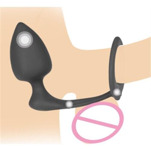 Silicone Male Prostate Massager with Cock Ring Anal Butt Plug Adult Erotic Anal Sex Toys for Men Anal Plug Tail Anal Dilator