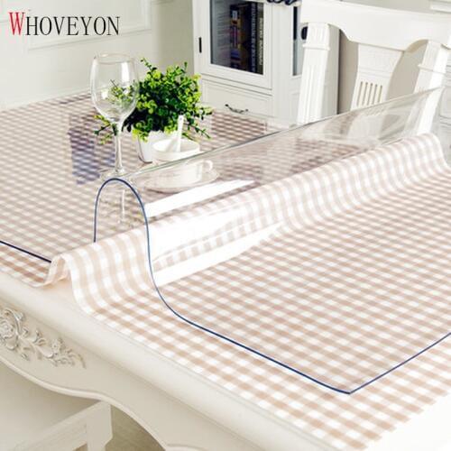 PVC Waterproof Tablecloth Table Cloth Transparent Tablecloth Kitchen Pattern Oil Cloth Glass Soft Cloth Table Cover Mat 1.0m