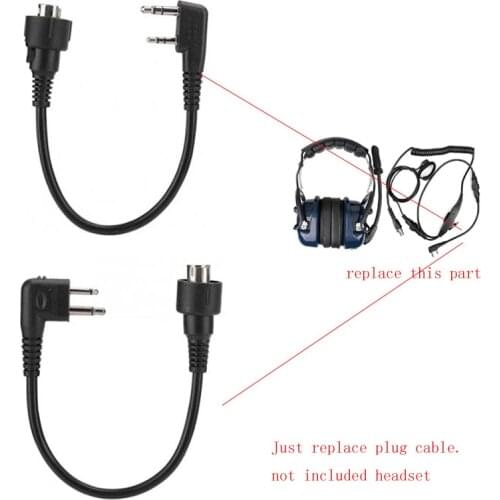 Replacement K or M 2-pin Cable for Aviation Mic Speaker Noise Cancelling Headset Earpiece for Baofeng UV5R or Motorola Radio