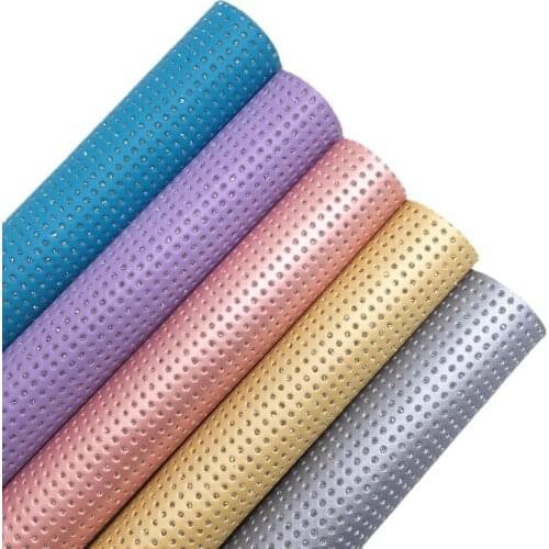 Silver Diamonds Embossed Synthetic Faux Leather Fabric sheets Felt Backing Leather for Bows Earrings Shoes DIY 21X29CM R089A