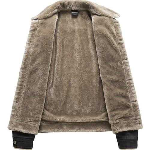 Thick Denim Jacket Men Casual Lapel Cotton Jeans Jacket Men Fur Collar Warm Winter Mens Jackets And Coats Plus Velvet Parkas