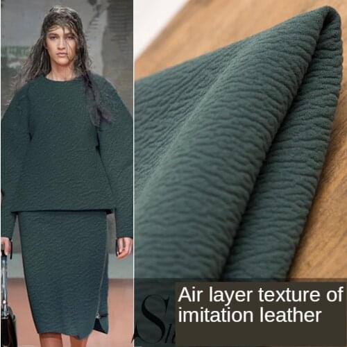 Thickened Solid Air Layer Imitation Leather Texture Space Designer Cotton Fabric for Dress Sewing Brocade Dark Pink White Blue