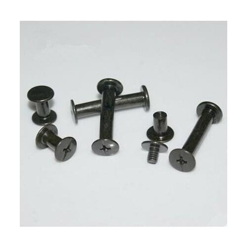 100PCS M5*6/8/10/12/15-100mm Black Rivet Book Picture Binding Screw Nail Recipes Albums Butt Rivet Leaflet