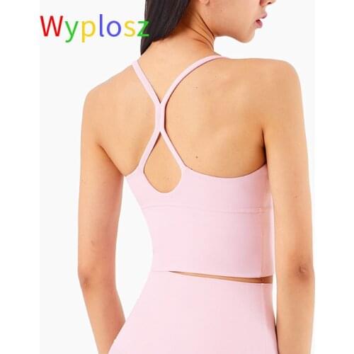 Wyplosz Yoga Bra Workout Crop Tops Fitness Sports Bra For Women Anti-sweat Wireless Plain Gym Fitness Brassiere Athletic V-neck