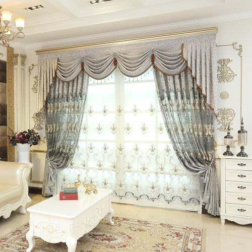 Custom curtians for Living Room Bedroom Hollow Embroidery Shade Curtain Left and Right Biparting Open Ceiling Installation