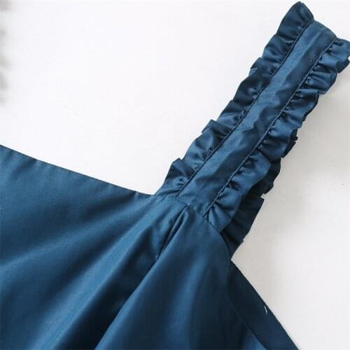 Women 2021 Chic Fashion Ruffled Pleated Midi Dress Vintage Sleeveless Spaghetti Strap Female Dresses Vestidos Mujer