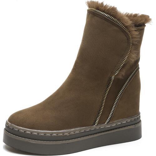 Winter New Pattern Within Increase Metal Side Zipper Snowfield Boots. Fur Increase Down Keep Warm Woman Cotton Boots Tide