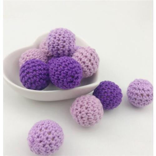10Pc Baby Teether Accessories Crochet Beads Christmas Purple Series Can Chew DIY Nursing Bracelet Crochet Beads Gifts 16-20mm