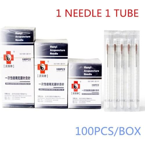 100pcs/box Acupuncture Needle Disposable Sterile Tube Needle 1 Needle 1 Guide Tube Beauty Massage